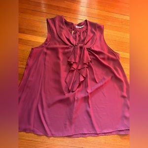 Pleione Raspberry Sleeveless Bow Top, Size 2X